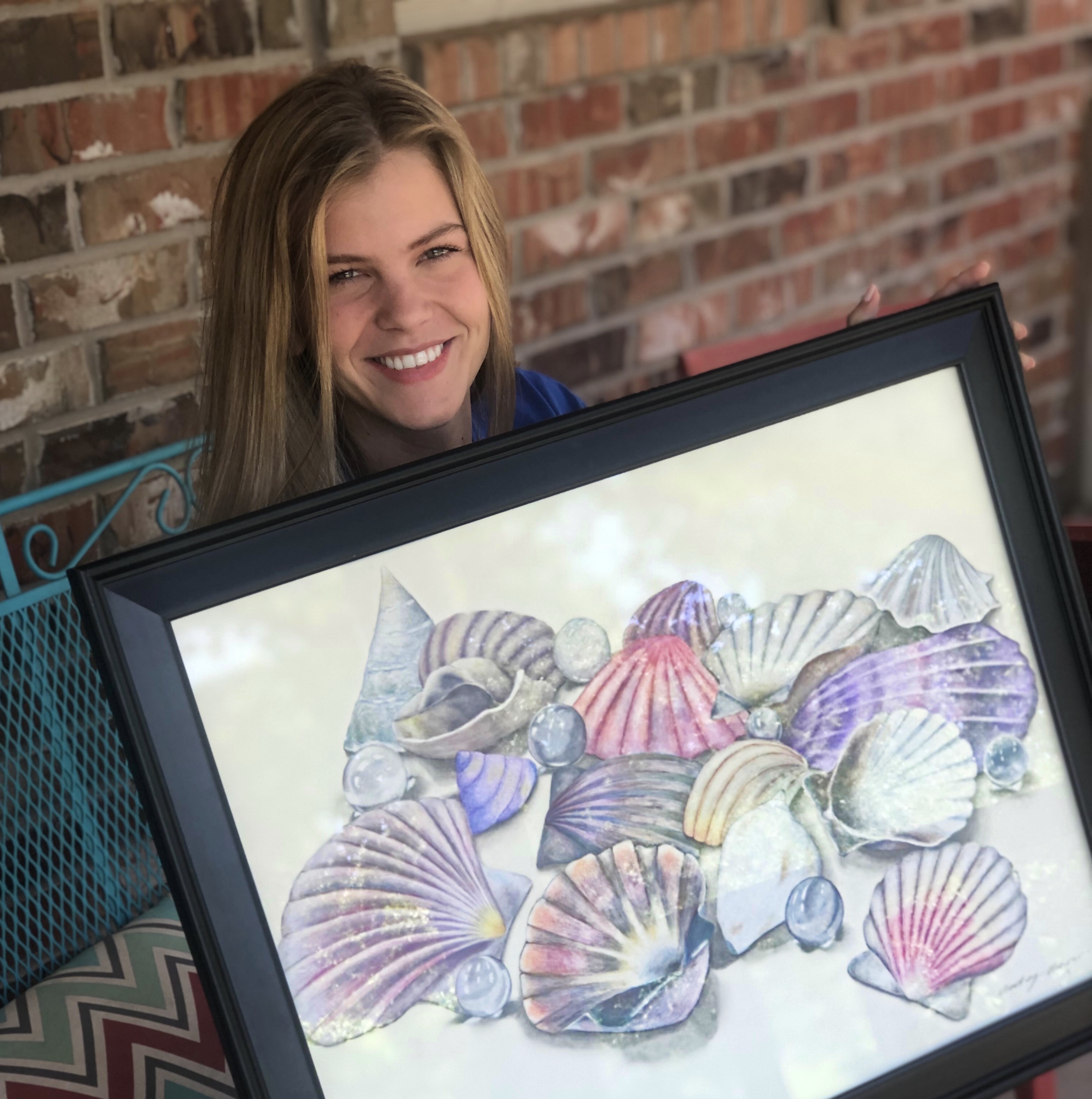 Audrey Wehrer of Blanchard is the 2019 winner of the Congressional Art Competition for the Fourth District of Oklahoma. She is pictured here with her winning still life drawing, Seaside Oklahoma. 