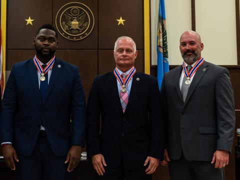 CBOB recipients Deputy U.S. Marshals Jermaine Vaughn, Travis Sutterfield and Callen Stephens